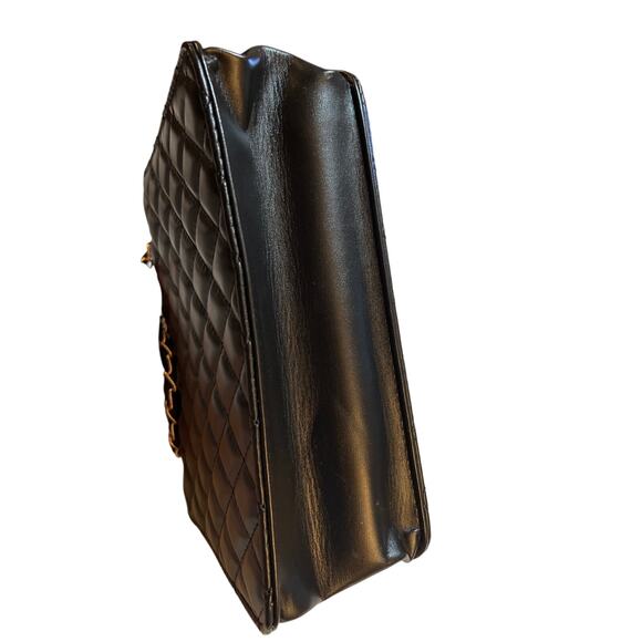 Small Black Purse Faux Leather Convertible Crossbody Chain Strap 3 Compartments - Picture 6 of 8